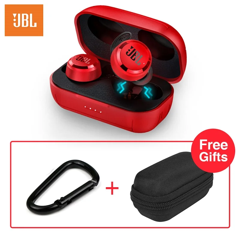 JBL T280 TWS вкладыши Беспроводные Bluetooth 5,0 спортивные наушники IPX5 водонепроницаемые стерео музыкальные динамические наушники с зарядным устройством и микрофоном - Цвет: Red