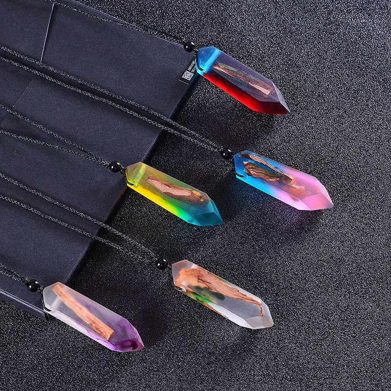 2021 креативное ретро ожерелье из твердой древесины и смолы полированная вручную