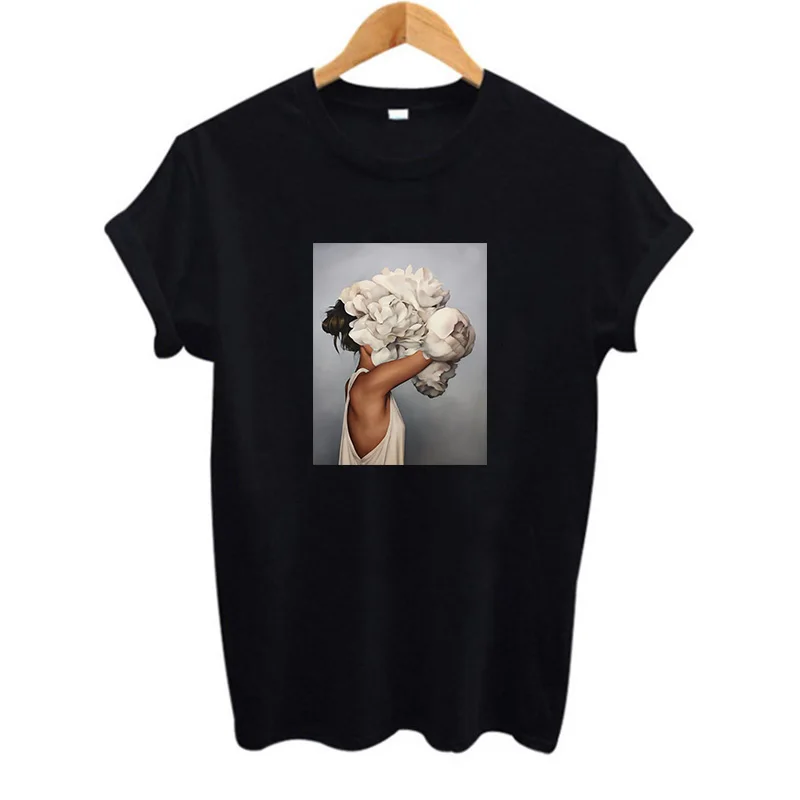 

Fashion Casual Couple T Shirt SUMMER New Harajuku Aesthetics Tshirt Keep Flowers Feather Print Short Sleeve Tops & Tees