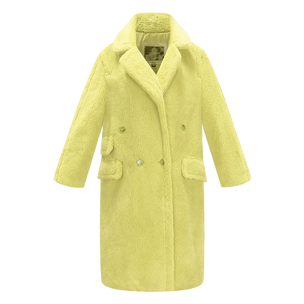 yellow DKL06 JAZZEVAR Зимнее новое поступление пальто с мехом женская верхняя одежда свободная модный стиль длинное теплое пальто K9062 - Цвет: yellow DKL06