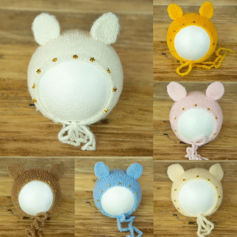 

KLV/Милая вязанная крючком Детская шляпа для фотографирования новорожденных, реквизит, шляпа для младенцев для фотосессии шапочки Кепки Мла...