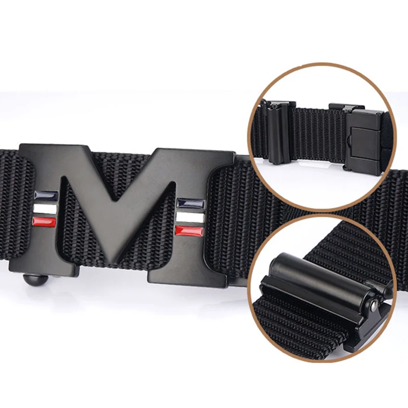 [LFMB]Men Belt Nylon Tactical Army For Trousers Metal Buckle Canvas Belts Outdoor Training Black Military Waist | Аксессуары для