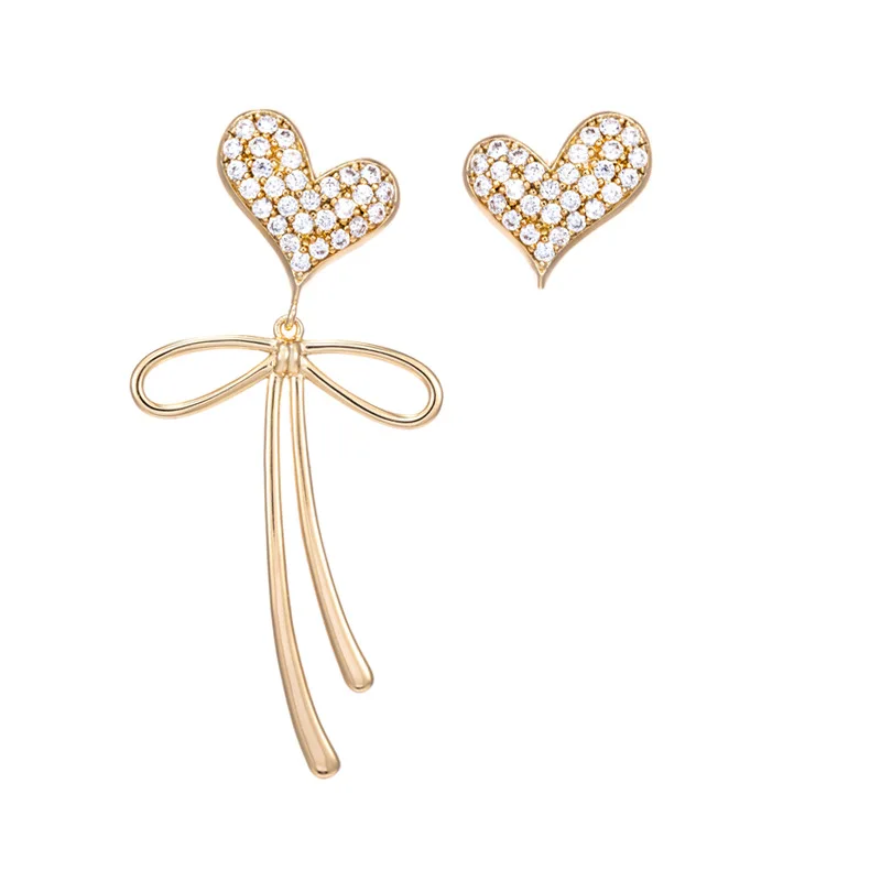 

Jewelry New ProductsSouth Korea InsAB Heart-Shaped Earrings Female 925 Silver Needle Inlaid Zircon Gold-Plated Earrings