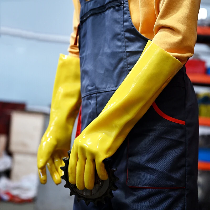 

Rubber PVC Work Gloves Resist Acid Alkali Oil Proof Gloves Industry Lengthened Thickened Labor Protective Gloves