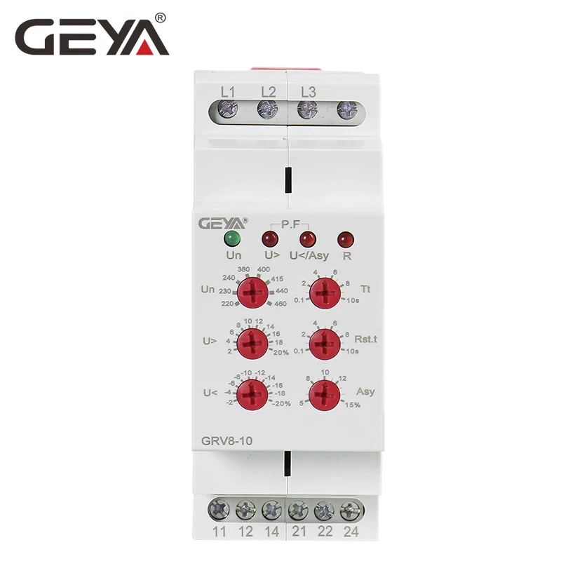 GEYA GRV8-10 Новый 36 мм Ширина 3 фазы Напряжение реле контроля с сброс времени 0 1 s-10s |
