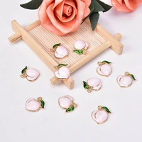 10pcs diy craft pendant jewelry findings fruit peach enamel alloy charms