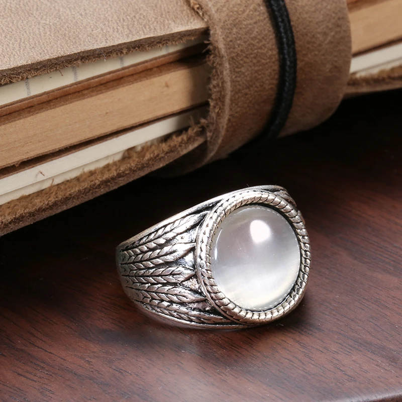 Кинели Горячая Boho опал Для мужчин кольца из тибетского серебряного сплава