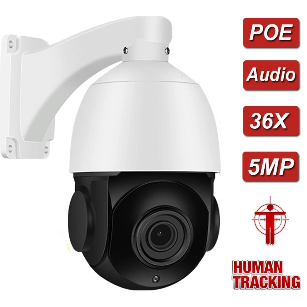 

5MP 36X ZOOM POE IP66 Outdoor Auto Tracking PTZ Camera Humanoid Person Motion Detection H.265 IP Camera IR 60M Two Way Audio