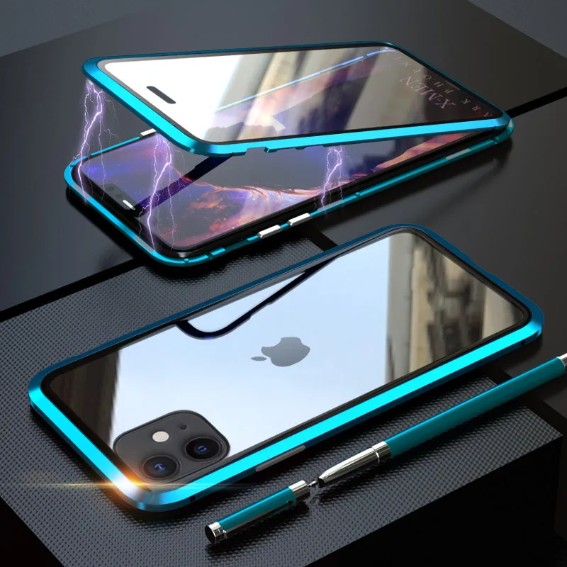 Двухсторонняя для стекла чехол на магните Apple iPhone 11 Pro Max Магнит Чехол класса люкс