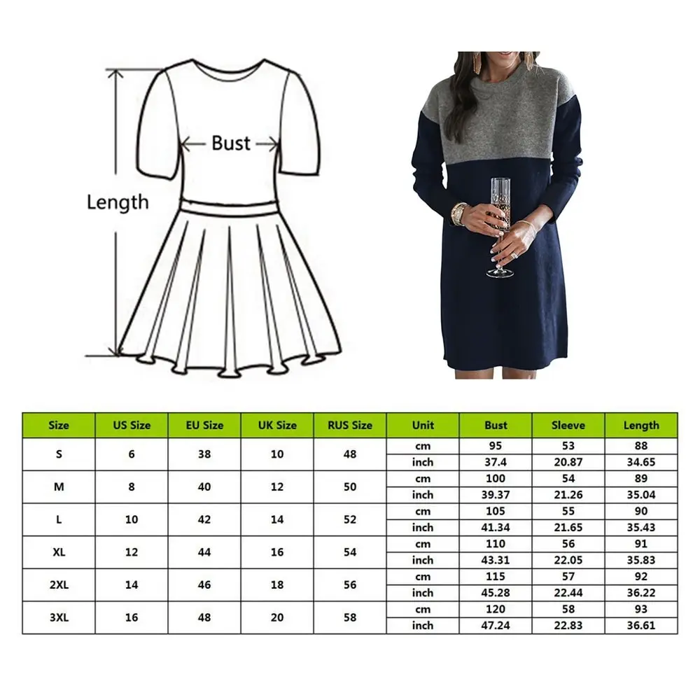 

Women Autumn Dress Long Sleeve Stripe Patchwork O-neck Mini Dress Fashion Clothing Loose Casual Autumn Winter Vestido