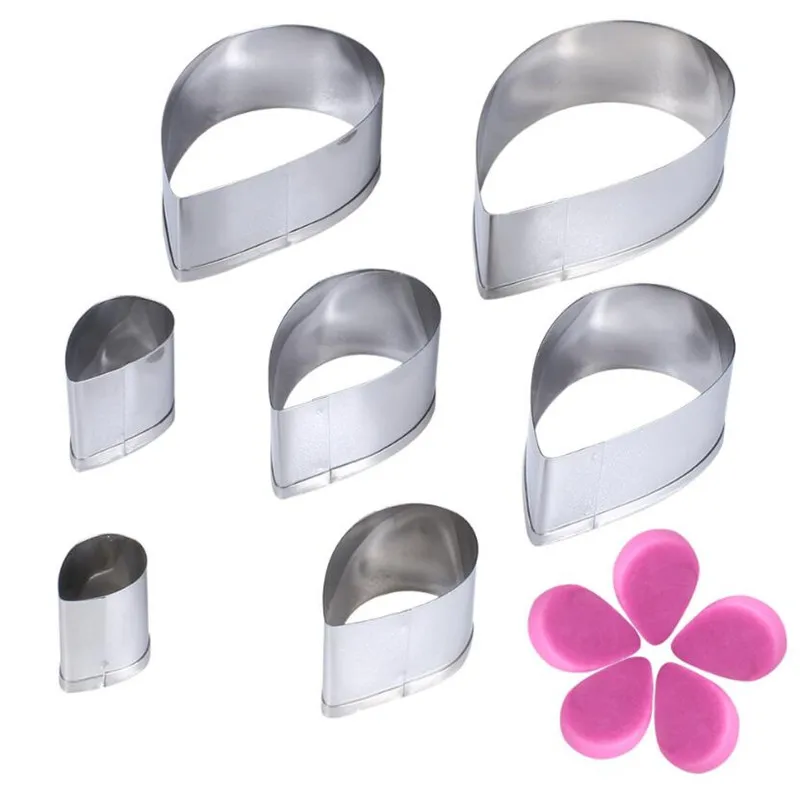 

7Pcs/set Cookie Cutters DIY Pastry Fondant Stamping Mold Rose Petal Sugar Craft Biscuit Cutters Chocolate Cake Decorating Tools