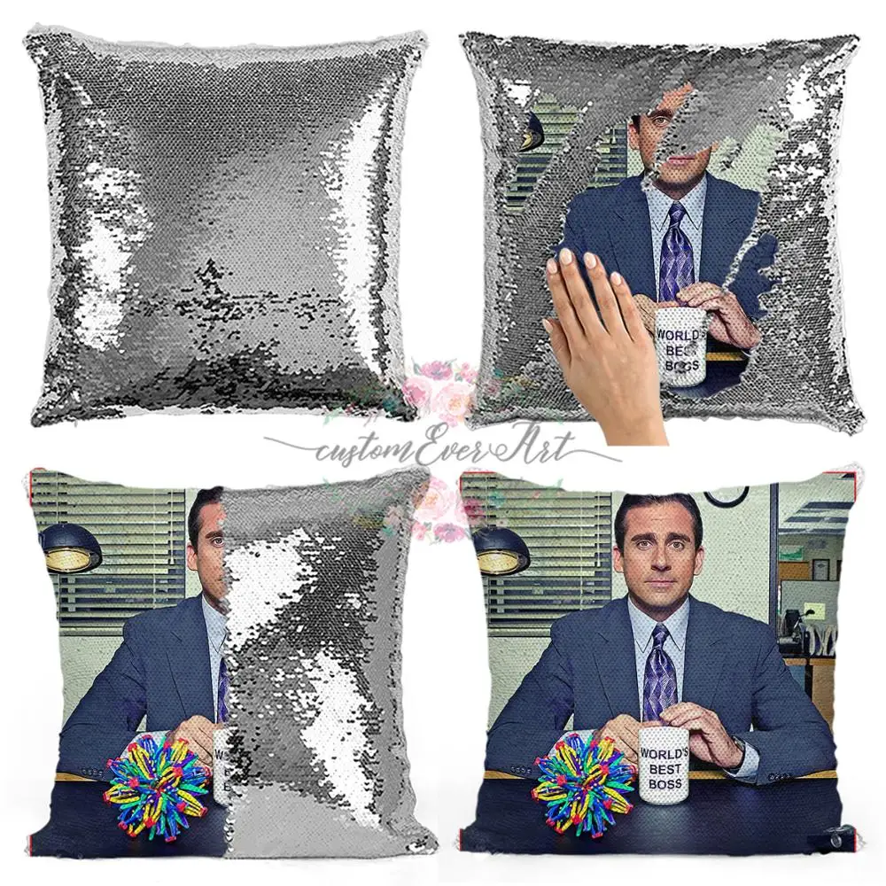 Лучшая в мире Подушка с блестками босса Майкла Скотта | Наволочка Двухцветная