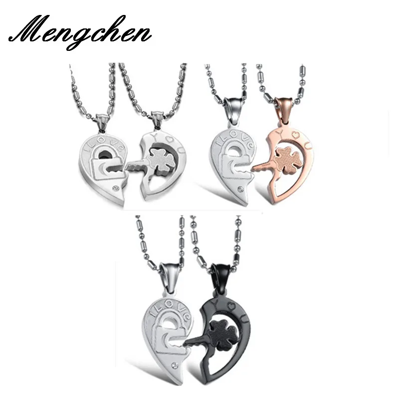 Новая Модная креативная I LOVE YOU Lock шить пара ожерелий с сердцами Титан Сталь кулон