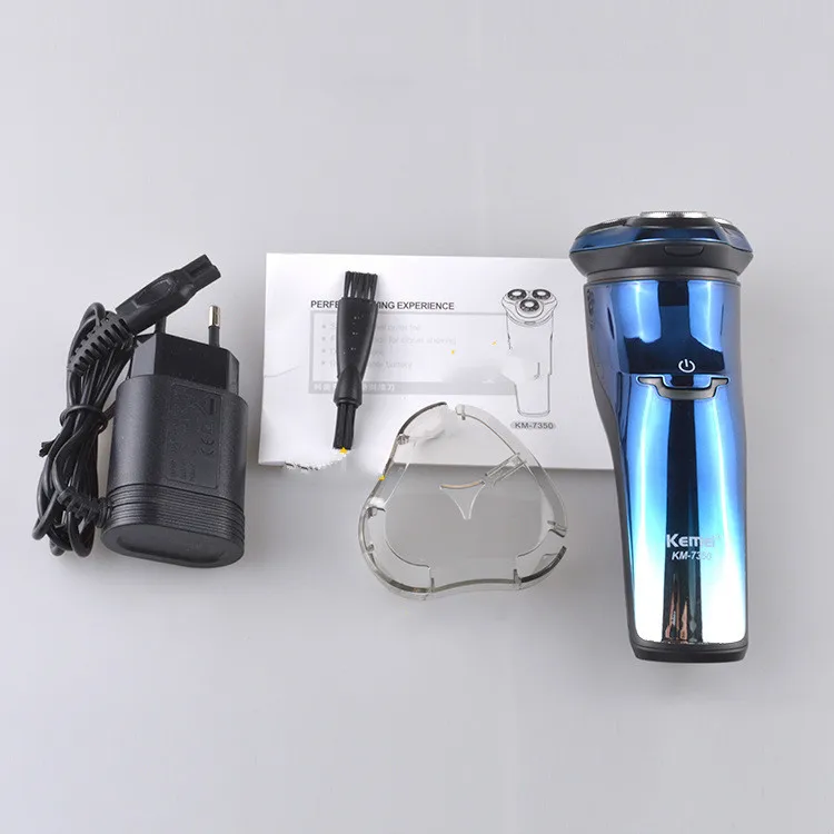 Kemei электробритва KM-7350 электрическая Вращающаяся бритва перезаряжаемая Тройная