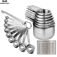 measuring spoon sets 18 or 10 pcs stainless steel measuring cup coffee tea spices flour oil scoop measure storage tools