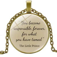 2019 new accessories childrens literature around the little prince time glass round necklace alloy pendant jewelry