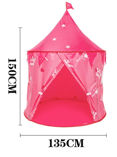 pink big size Складная игровая палатка, игровой домик со звездами и замком, детская игрушка, розовый типи, подарок на год для девочек и мальчиков, детский домашний мяч, уличная вигвама - Цвет: pink big size
