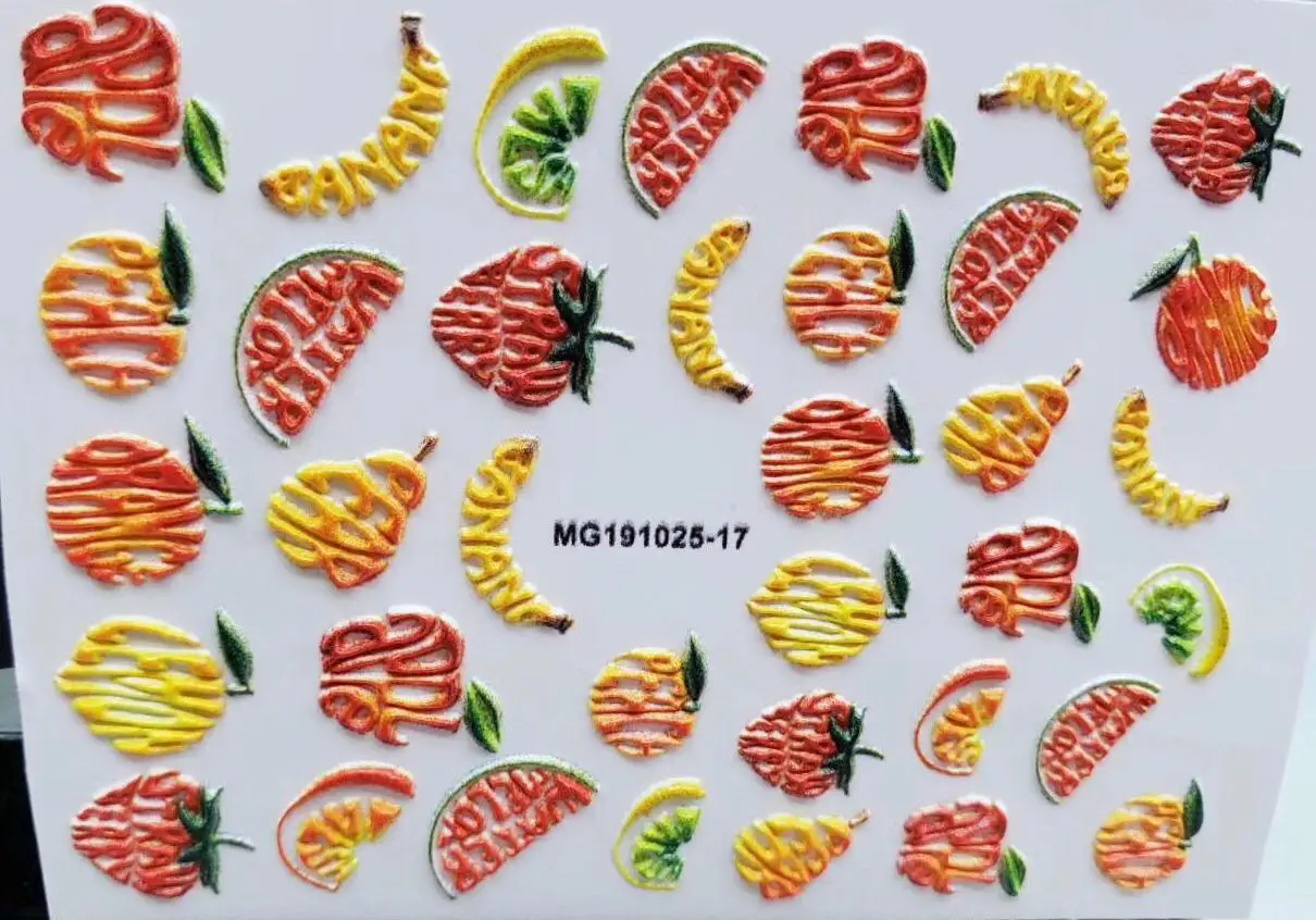 

1pc 3D Acrylic Carved Flower Nail Sticker Embossed Fruit Nail Water Decal Fashion Experience Nail Water Sliding Nail Decoration