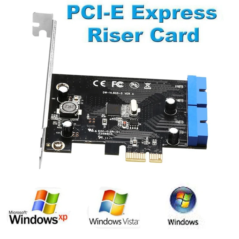 Супер скоростная pcie на 2 порта 19Pin USB 3 0 Райзер карта PCI e к двойному внутреннему 20Pin