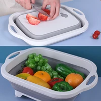 folding cutting board foldable wash basin collapsible sink drain basket fruits vegetables washing basket kitchen organizer