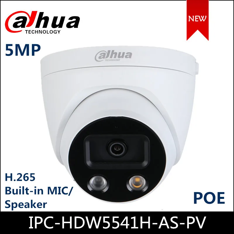 

Dahua IP camera IPC-HDW5541H-AS-PV 5MP WDR IR Eyeball AI Network Camera starlight support POE Built-in MIC&Speaker