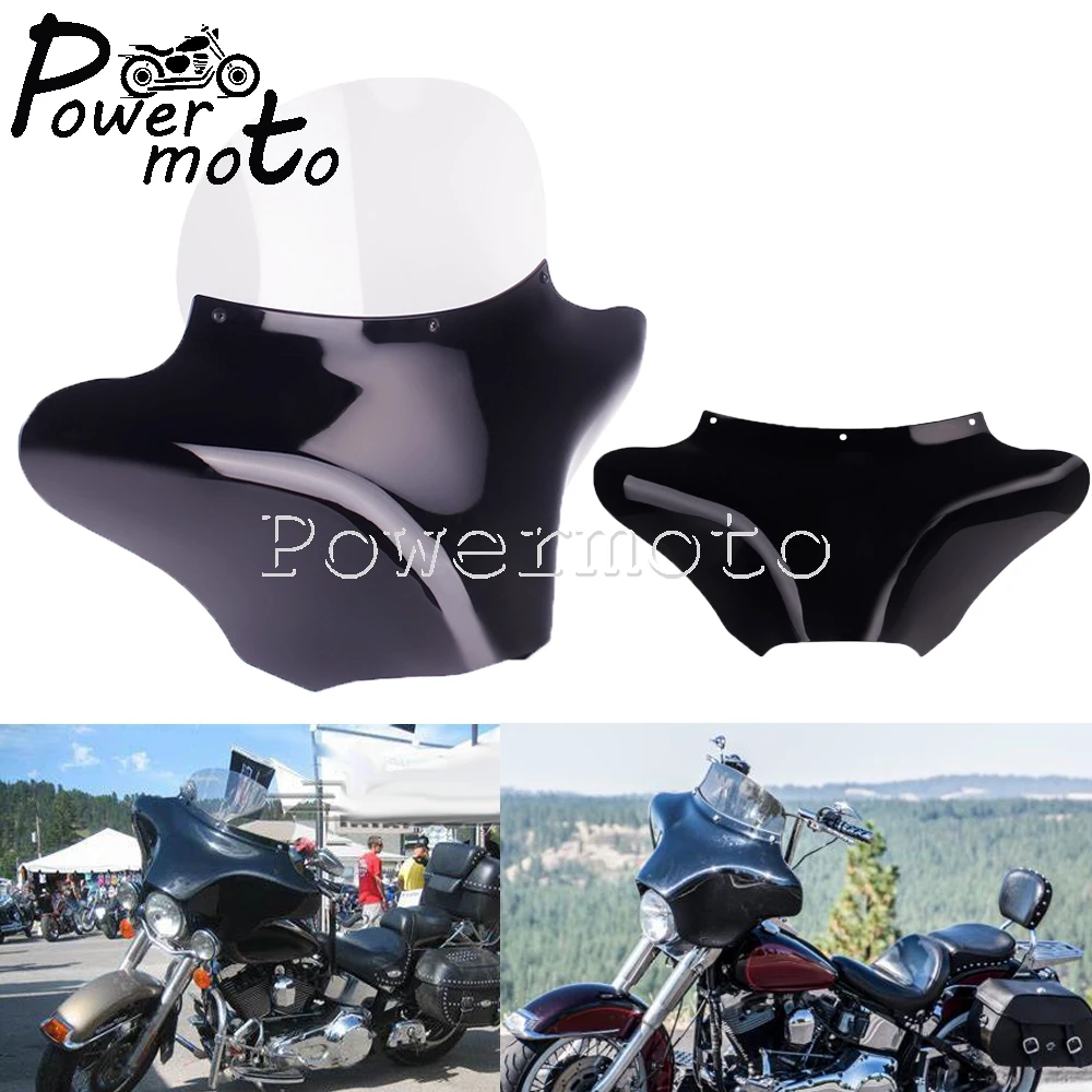 

Black Front Outer Batwing Fairing Headlight Fairing for Harley FLST Heirtage/FLSTC Classic FLSTN Softail Deluxe FLSTF 1986-2012