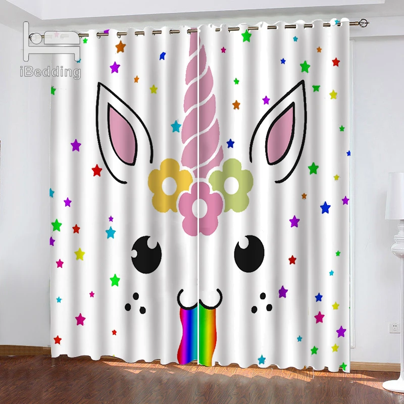 Iпостельные принадлежности Радуга Единорог цветок пятно гостиной занавес