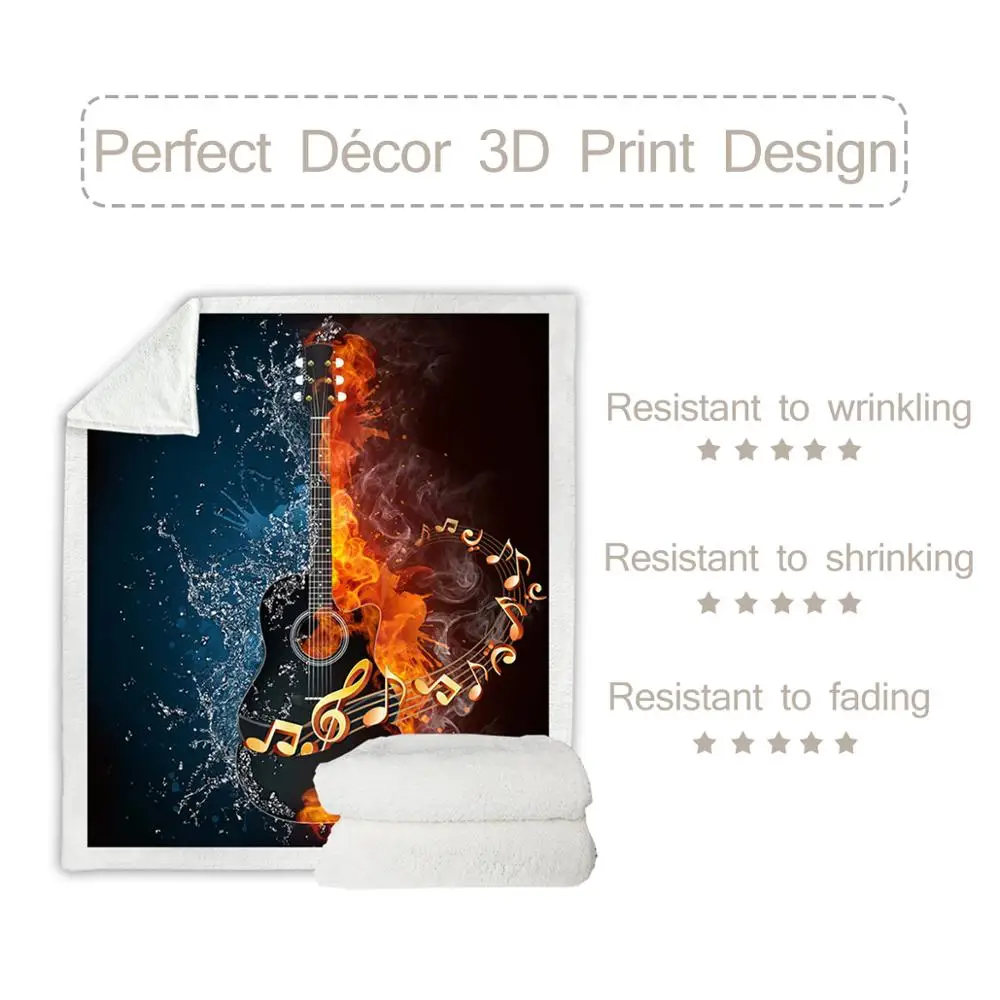 Одеяло BeddingOutlet из шерпы и огня мягкое плюшевое пледовое одеяло для гитары