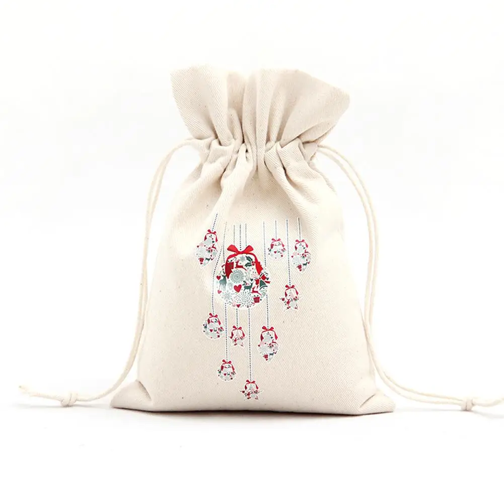 1 шт. Рождественский мешок 16 см X 23,5 см Холст Drawstring конфеты мешок счастливого Нового года детей рождественские подарочные сумки