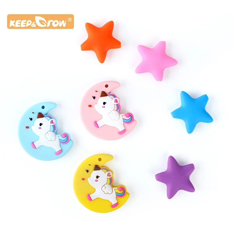 Keep & расти 3 шт. Moon Единорог силиконовый Прорезыватель для зубов в форме звезды