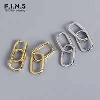 f i n s minimalist fine jewelry 925 sterling silver oval drop earrings simple geometry metallic style detachable hoops earrings