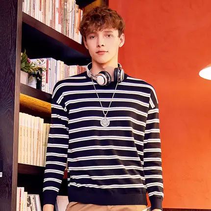 Мужской вязаный кашемировый шерстяной свитер SEMIR повседневный пуловер с круглым