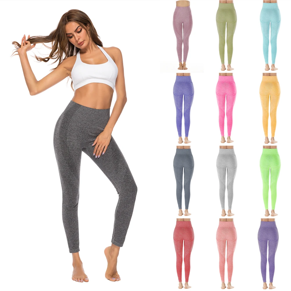 Различные однотонные женские Леггинсы для йоги фитнеса Бесшовные штаны с