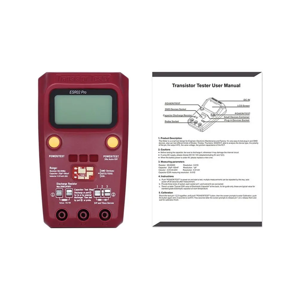 

BSIDE ESR02 Pro Multi-purpose Transistor Tester Diode Triode Capacitance Resistor Meter LCD ESR Meter MOS/PNP/NPN SMD Tester