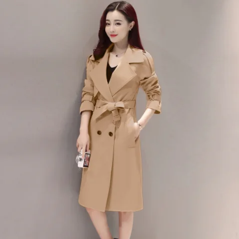 Женский Тренч 2020 Весна Осень Мода размера плюс 4XL двубортный s Женская ветровка