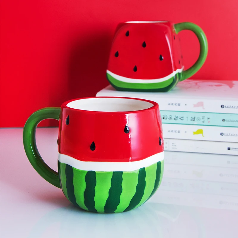 

Creative Personality Watermelon Ceramic Mug Drinking Water Home Cute Coffee Milk Cup Milk Tea Cup Fun Gift tea cup set CL71903