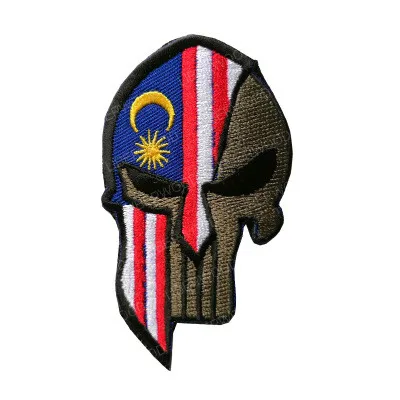 Malaysia Spartan Каратель Спартанский череп шлем Россия Американский Израиль Канада Испанский Великобритания Чешский Немецкий флаг патч тактический боевой дух нашивки значки - Цвет: Malaysia Spartan