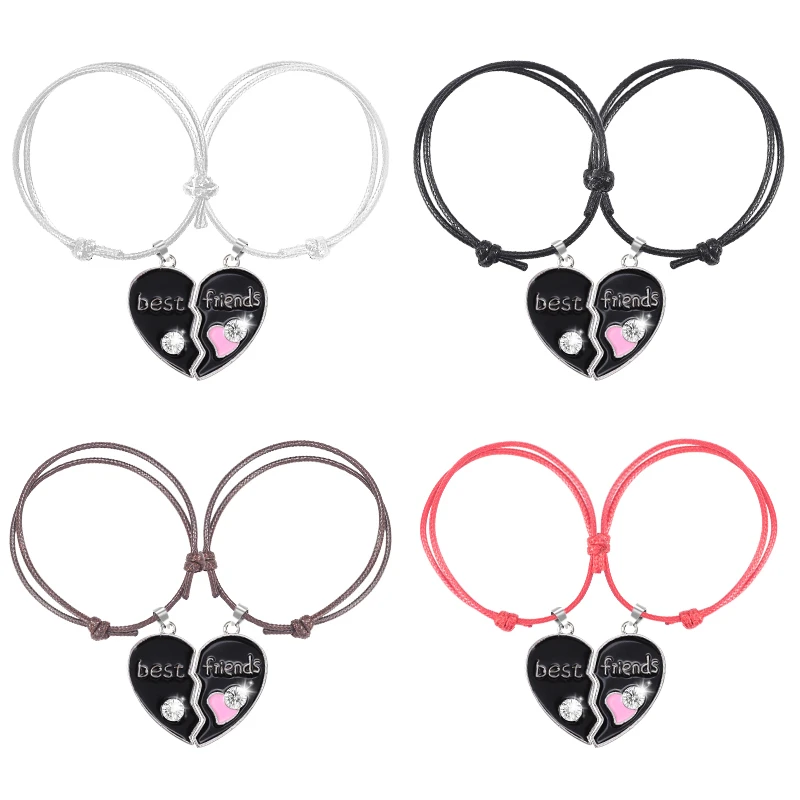 Двухкомпонентный браслет в форме сердца белая подвеска с надписью модные