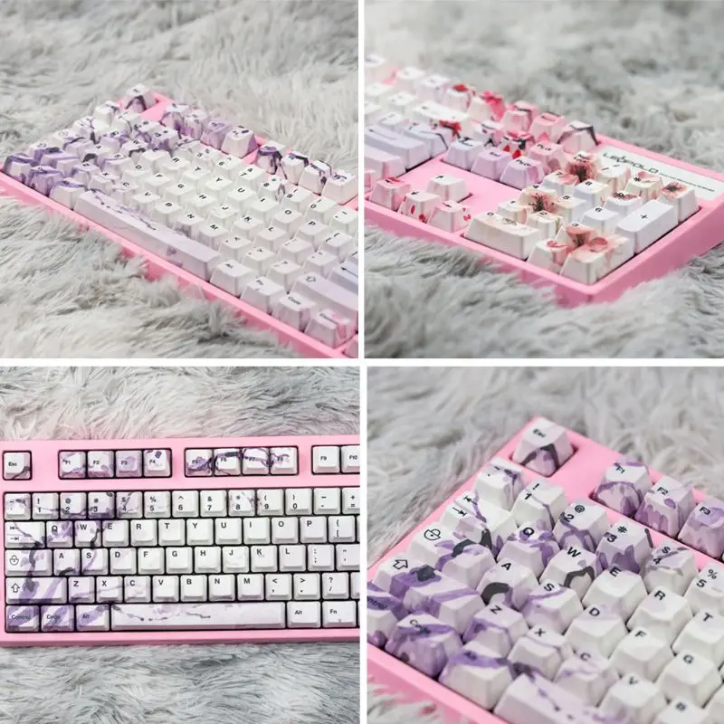 

OEM PBT Cherry Blossom Keycap Mechanical Keyboard Keycaps Dye-Sublimation Keycap Dropshipping