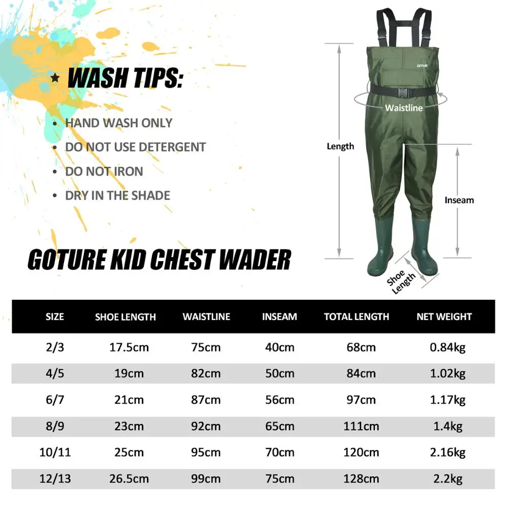 Goture 100% Водонепроницаемый дети болотные сапоги Дышащие РЕБЕНОК РЫБАЛКА забродный