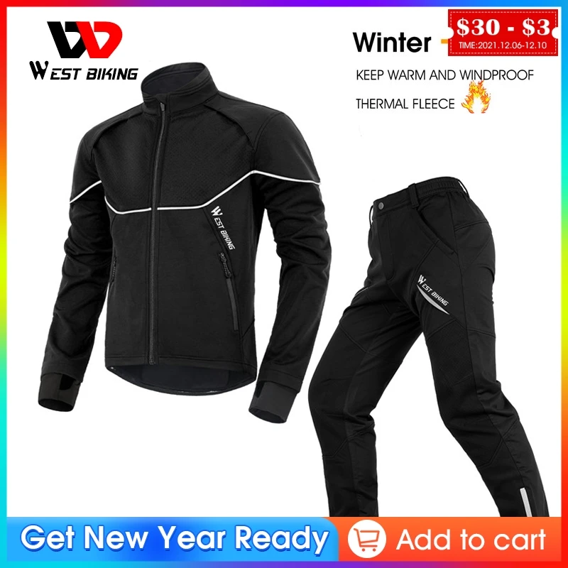 

WEST BIKING Winter Thermal Cycling Suit Men Women Windproof Bike Jersey Running Ski Snowboard Jacket Coat Pants M-3XL Sportswear