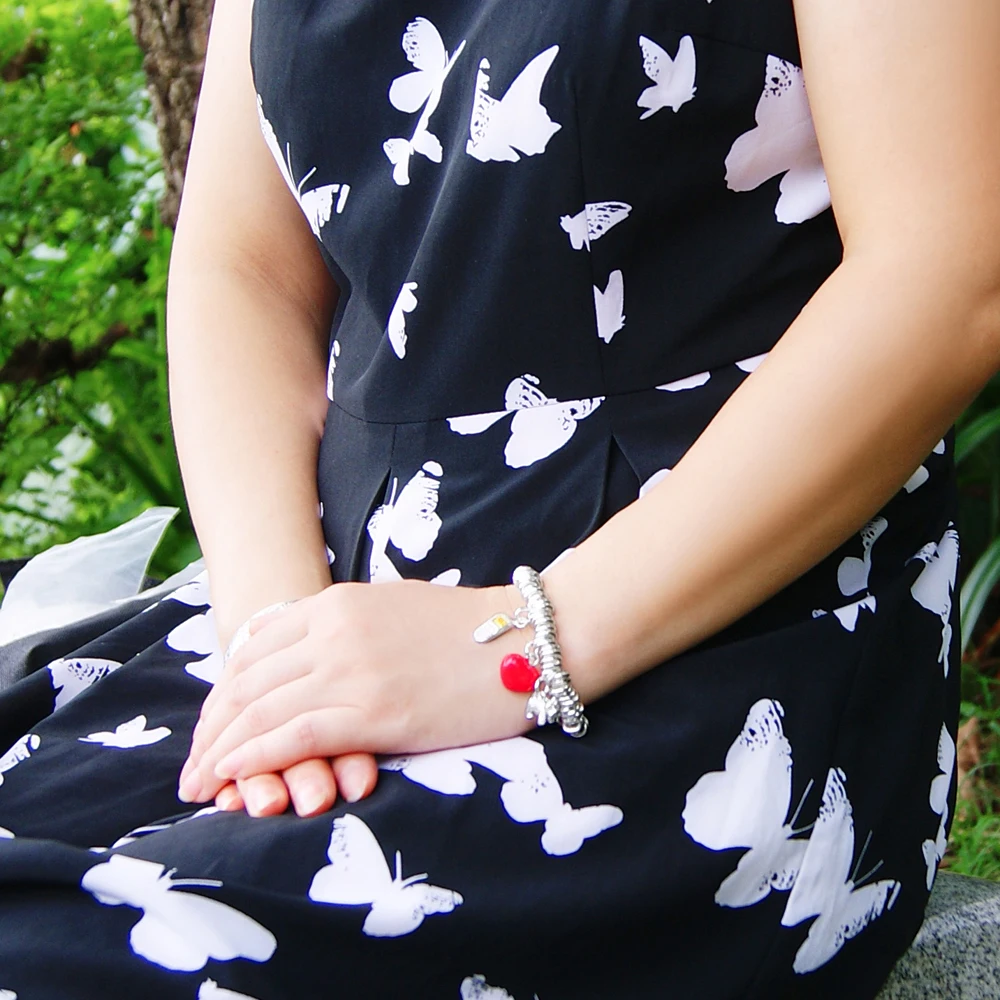 

Bohemia Pink Heart New 925 Sterling Silver Personalized for Daily Parties Suitable for Gifts Women Fashion Charm Bracelet