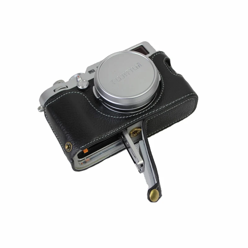 Чехол из натуральной кожи сумка для камеры Нижняя крышка Fuji X100F Половина корпуса