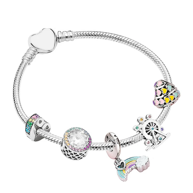 

NEW 100% 925 Sterling Silver Magic Dream Neon ZT0142 Bracelet String Ornaments Gift Set Original Women Jewelry Charming Gift