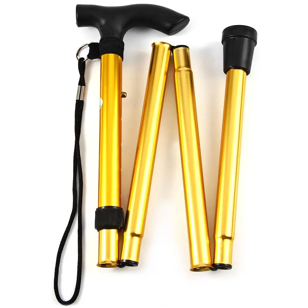 

Folding alpenstock folding walking stick old man's walking stick folding aluminum alloy super light 4 section alpenstock