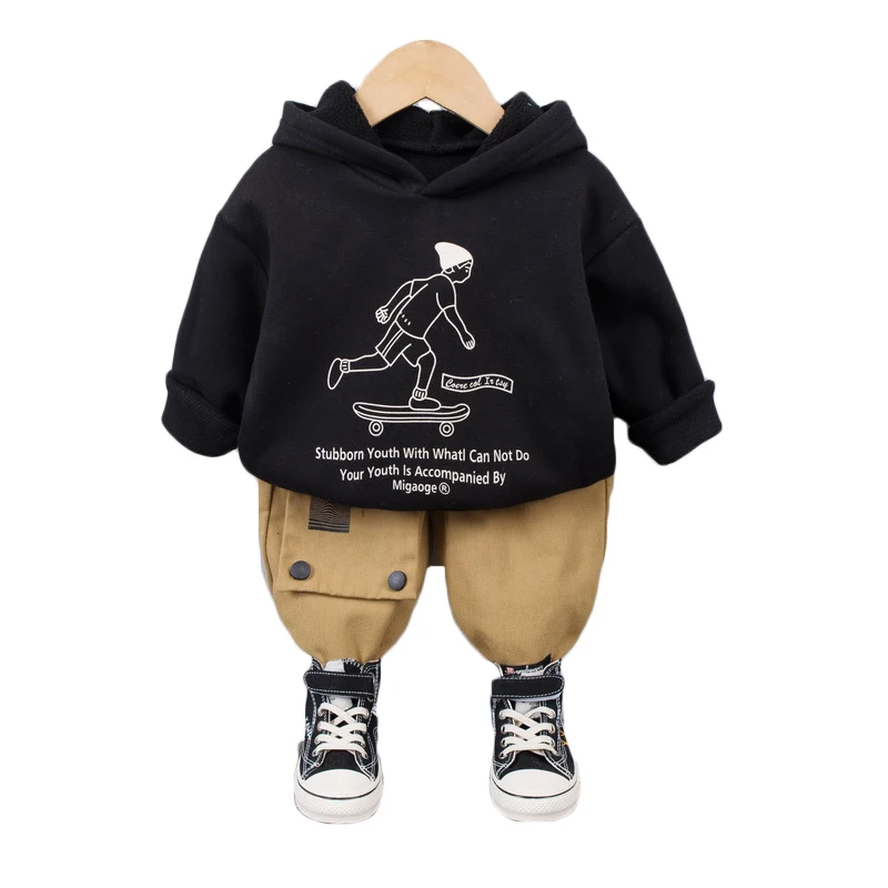 

0-5Years Autumn Winter warm Toddlers Outfit Clothes Set Baby Boys Soft Velvet Hooded Top Trousers Girls clothing suits 2Pcs sets