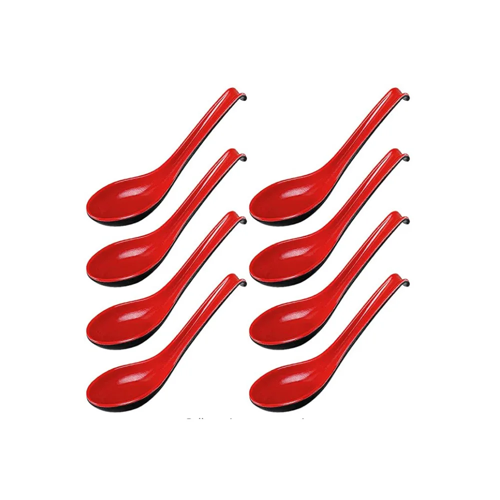 8 Pieces Rice Spoons Chinese Won Ton Soup Spoon Asian Plain 