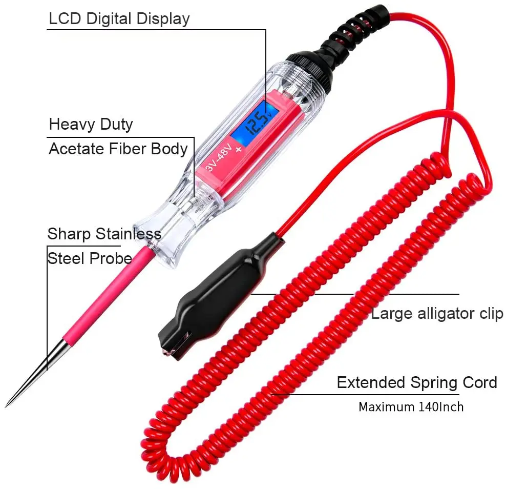 Universal 3-48V LCD Digital Car Truck Electric Circuit Tester Automotive Diagnostic Tool Fuse Short Voltage Power Probe | Автомобили и