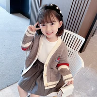 girls sweater babys coat outwear 2021 lovely thicken warm winter autumn knitting casual cardigan top cotton childrens clothing