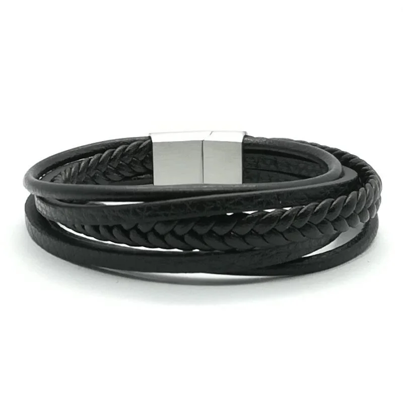 Мода 2020 цепочка из нержавеющей стали браслет натуральной кожи для мужчин